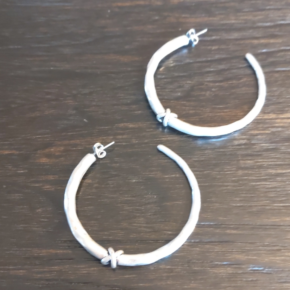 All Saints Hammered Hoop Silver Earrings